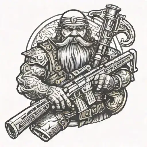 Dwarf with ar15 rifle tattoo design idea