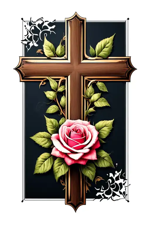 rose inside a cross tattoo template tattoo design idea