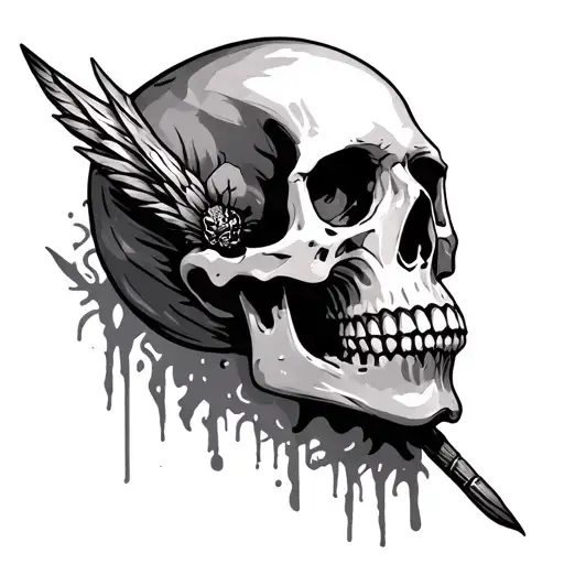 skull and prophecy tattoo design idea