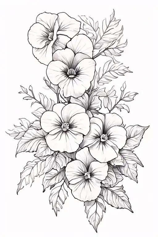 crown and pansies surrounding tattoo design idea