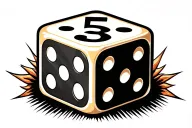 2 dice rolling number 5 tattoo design idea