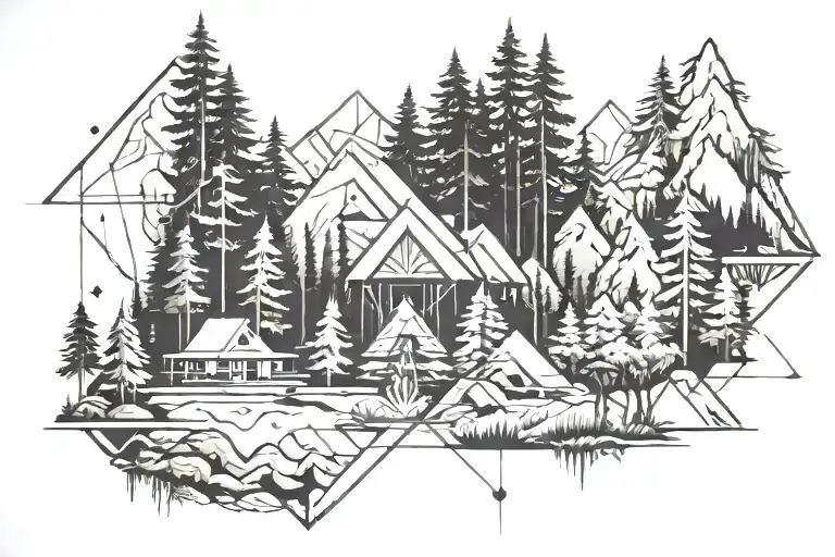 wilderness scene tattoo design idea