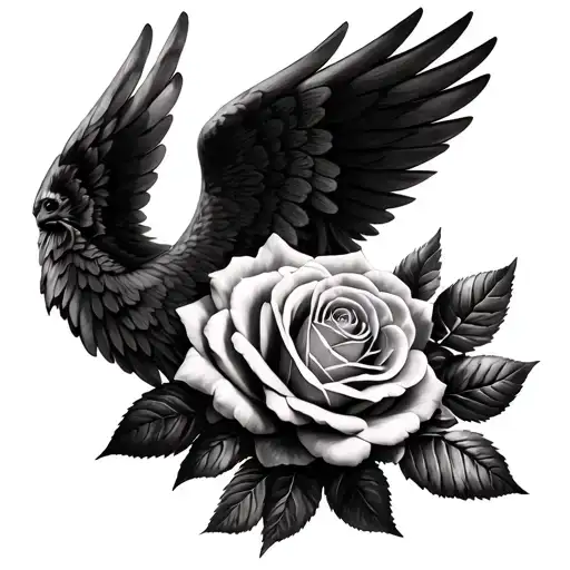 Wings Russia Rose tattoo design idea