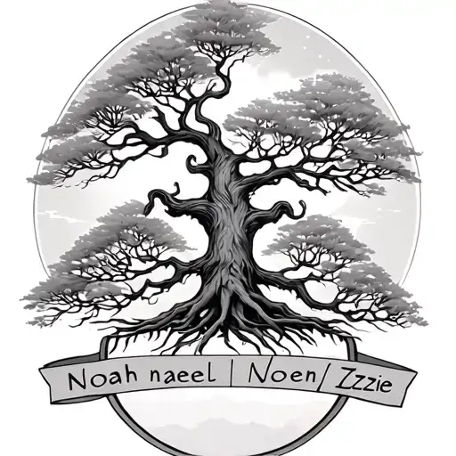 Tree of life with first name Noah nael Noelan Neo Izzie tattoo design idea