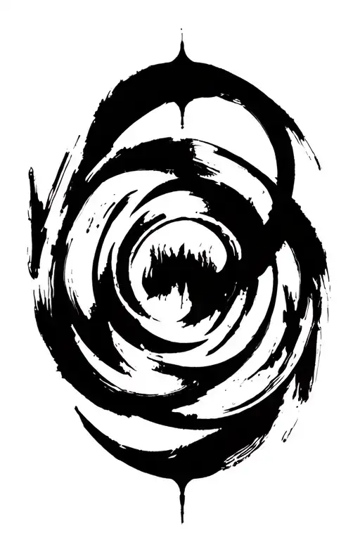 High contrast brush-like strokes dark aesthetic surrealist gothic blackwork otherworldly ornamental abstract sigilism tattoo design idea