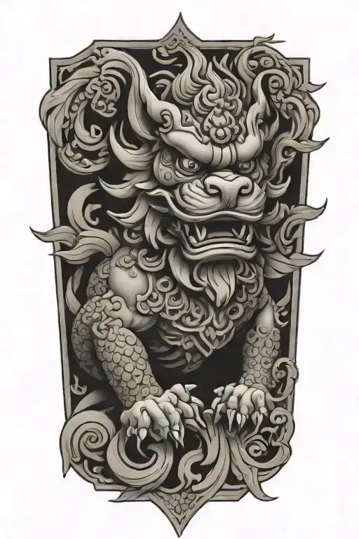Foo dog tattoo design idea