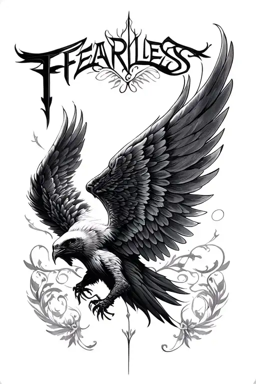 Fearless ,Determination ,Symmetry, Wings of Freedom ,No Regre tattoo design idea