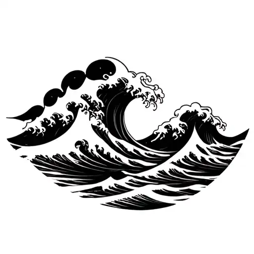 dark ocean waves tattoo design idea