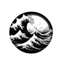 dark ocean waves tattoo design idea