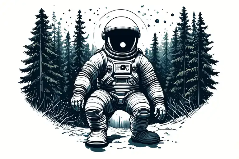 overcoming depression woods sad astronaut lost in space tattoo design idea