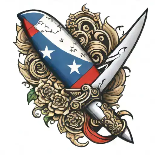 philippine flag inside chefs knife shaded tattoo design idea