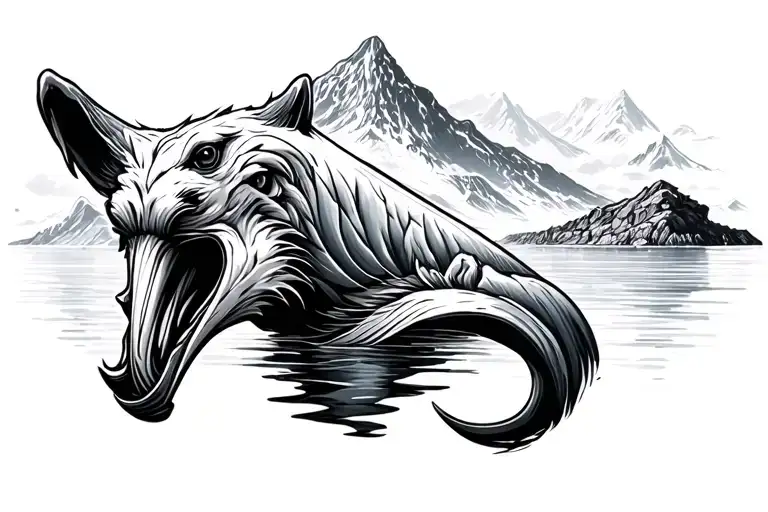 Fjord black and white tattoo design idea