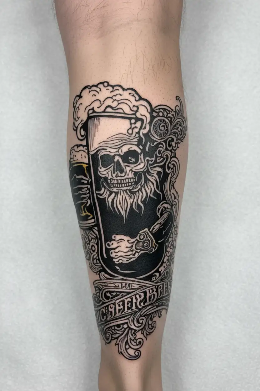 Ric I Morti drink beer tattoo design idea