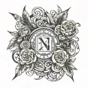 roman numberals with joint hand wrighting tattoo design idea