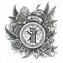 roman numberals with joint hand wrighting tattoo design idea