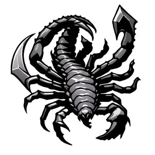 Scorpio with a mace on the tail tattoo design idea