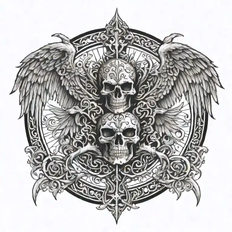 death angel love family strength courage bravery honor demon tattoo design idea