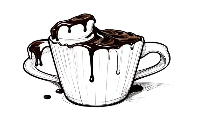 reese cup bitten into with chocolate dripping tattoo design idea