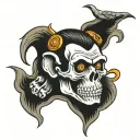 hear see speak no evil monkey's skull tattoo design idea