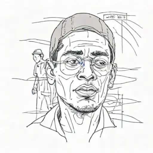 A scribbled outline of the famous dolly zoom shot from La Haine with the caption ‘I feel like an ant lost in intergalact tattoo design idea