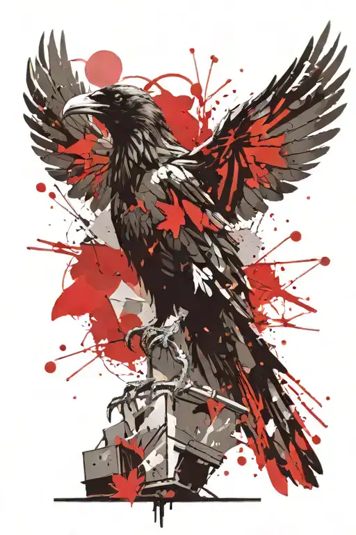 raven with outstretched wings, Don Cossack. tattoo design idea