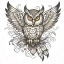owl with falling feathers tattoo design idea