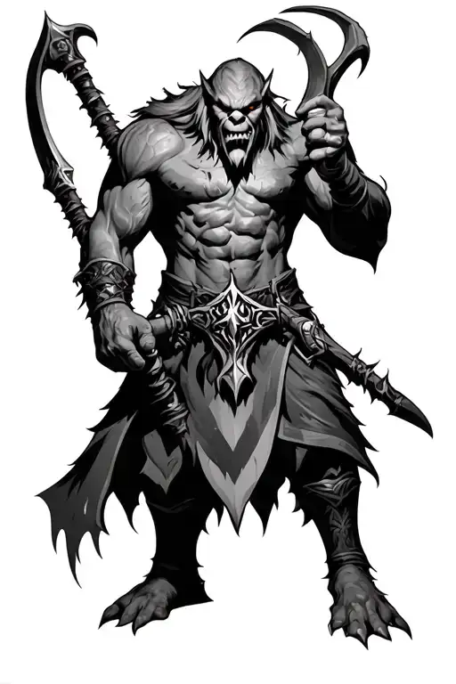 World of Warcraft Orc Hunter tattoo design idea