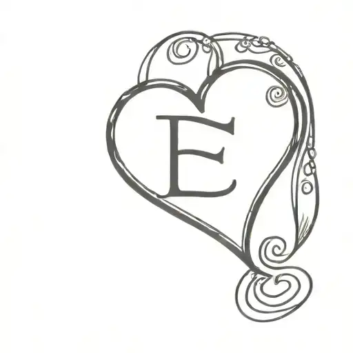 The letter "e" shaped like a heart shaped locket tattoo design idea
