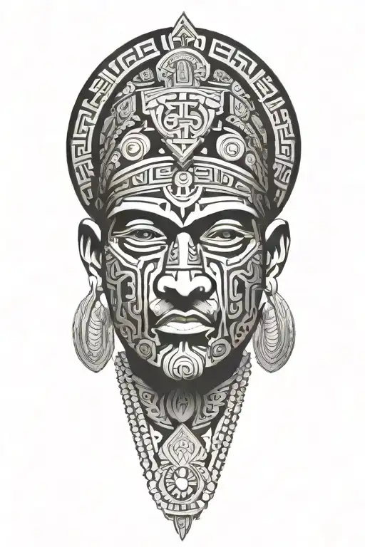 god, life, Aztec, tribal patterns tattoo design idea
