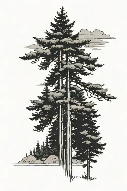washington state evergreen trees getting taller tattoo design idea
