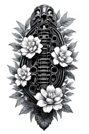 v8 engine block turtle flowers tattoo design idea