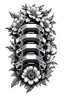 v8 engine block turtle flowers tattoo design idea
