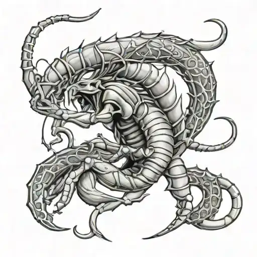 scorpion scorpion surrounded by saggitarius archer capricorn goat tattoo design idea