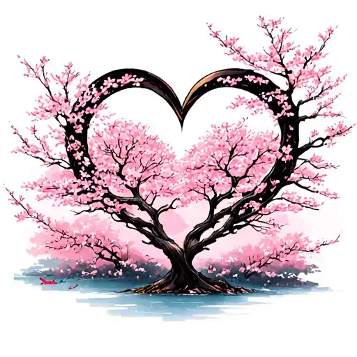 infinit sign heart shape cherry blossom tree tattoo design idea