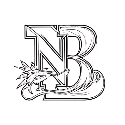 Ford Mustang logo with initials N B tattoo design idea