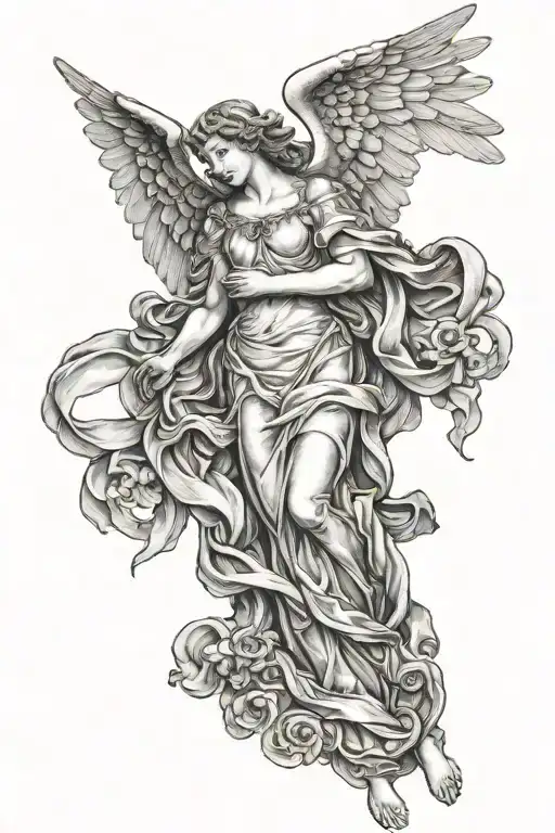 renaissance angel and love  tattoo design idea