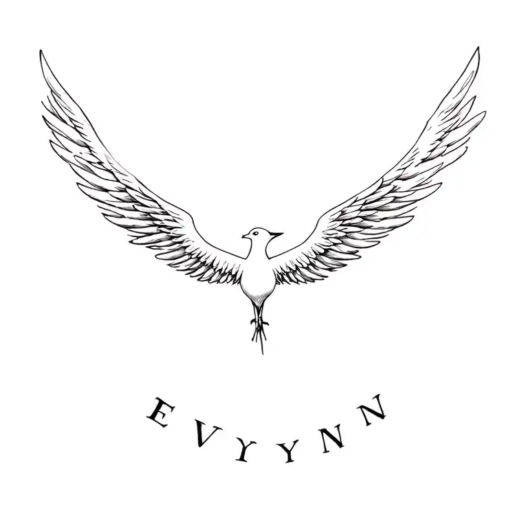 "Evyn" bird rising Phoenix wings spread tattoo design idea