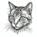 gray cat memory ashes tattoo design idea
