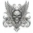 666 with wings on both side tattoo design idea