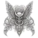 666 with wings on both side tattoo design idea