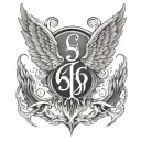 666 with wings on both side tattoo design idea