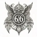 666 with wings on both side tattoo design idea