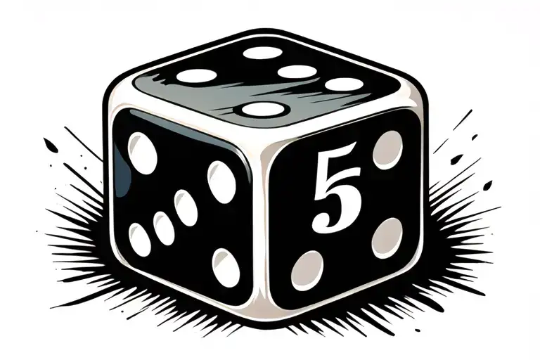 2 dice rolling number 5 tattoo design idea