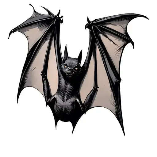 upside down bat hanging tattoo design idea