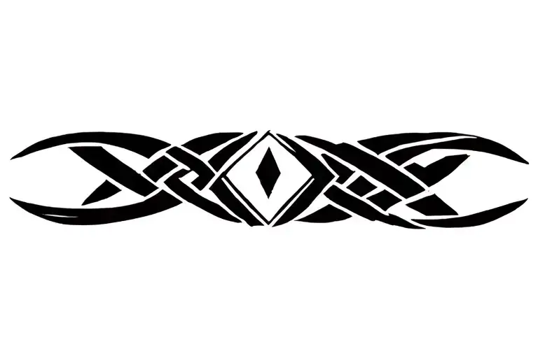 abstract viking tribal knot with diamond in middle tattoo design idea