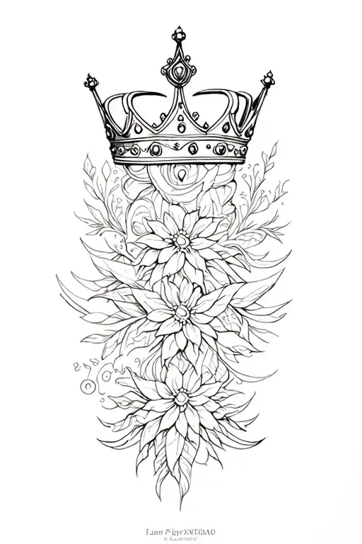 crown tattoo going down my spine with other dainty designs  tattoo design idea