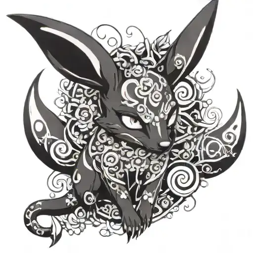 umbreon covered by a primordial tattoo design idea