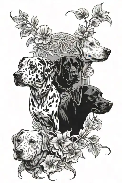 3 vines wrapped memorial of dogs tattoo design idea