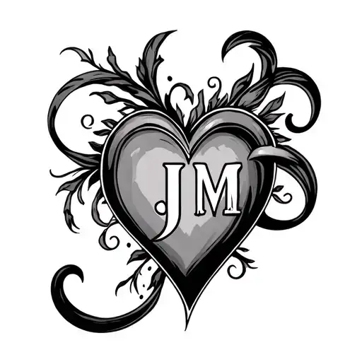 a heart loop with a J and an M built in tattoo design idea