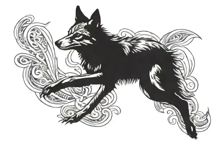 tattoo of a submissive coyote running freely tattoo design idea